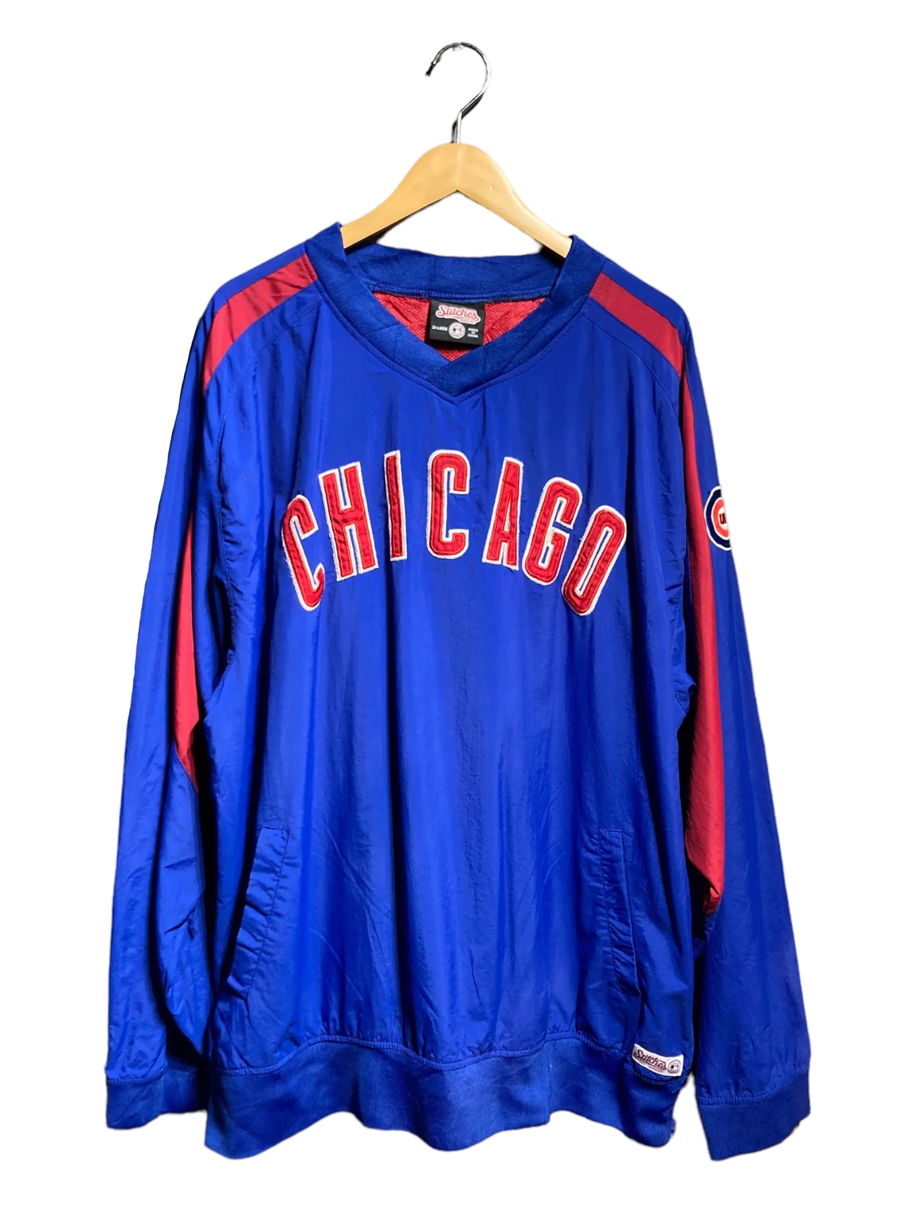 直販本物MLB シカゴカブス CUBS プルオーバー ナイロンジャケット ブルー 刺繍 ジャケット・アウター