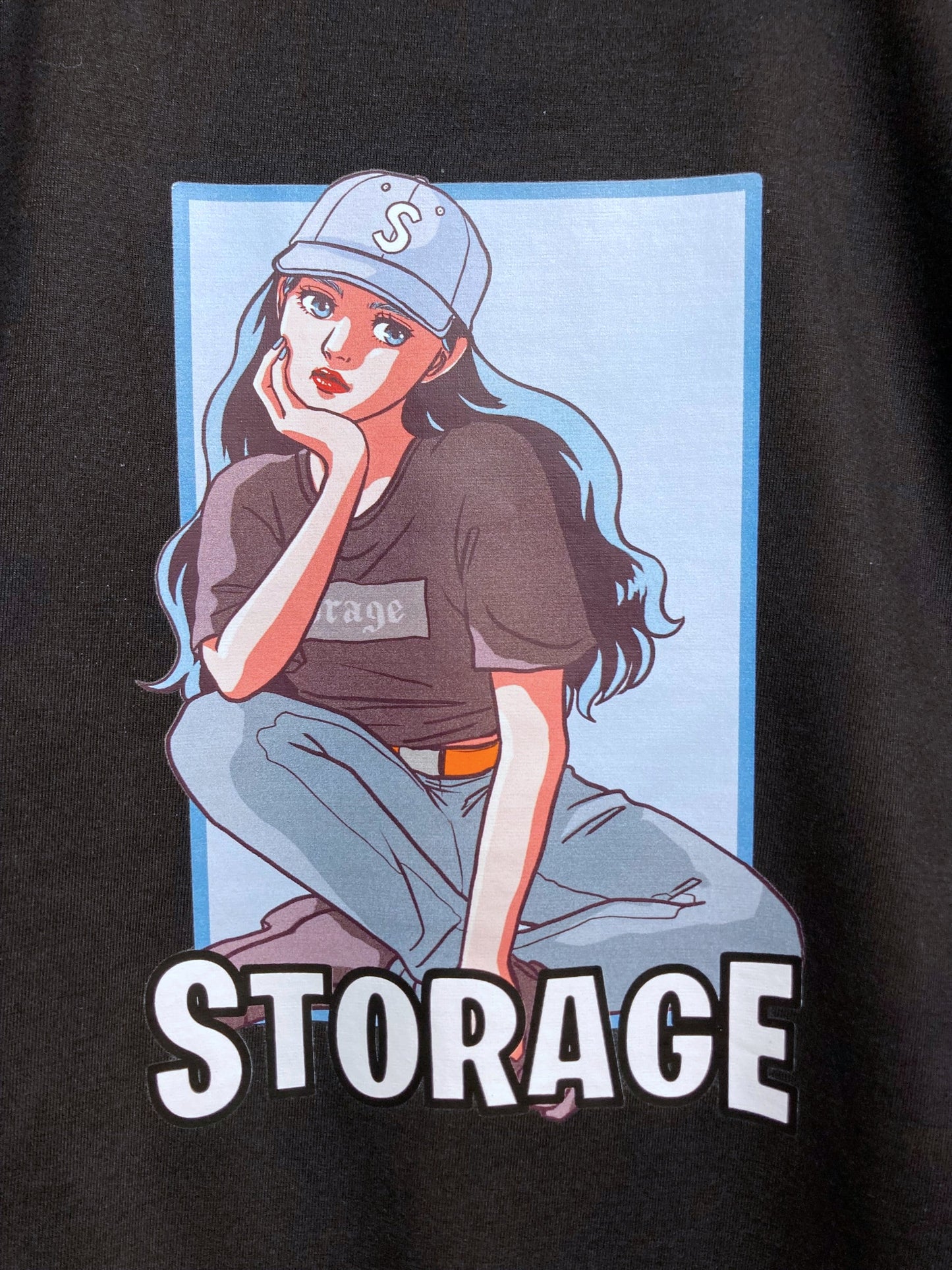 STORAGE 90's ANIME【BLUE HAIR GIRL】Tシャツ