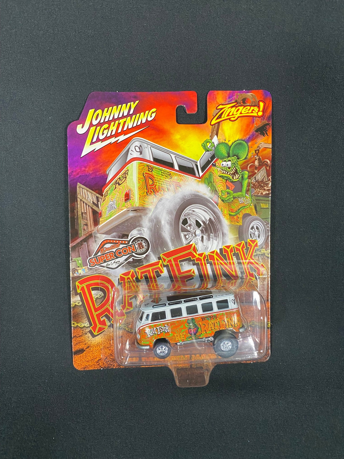 JOHNNY LIGHTNING RATFINK ラットフィンク ミニカー 1965 VW Samba Bus Zinger ワーゲンバス サンバ バス