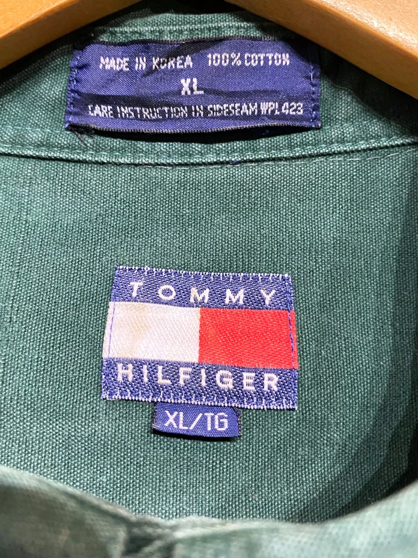 90s 90年代 TOMMY HILFIGER トミーヒルフィガー 長袖シャツ 無地 コットン