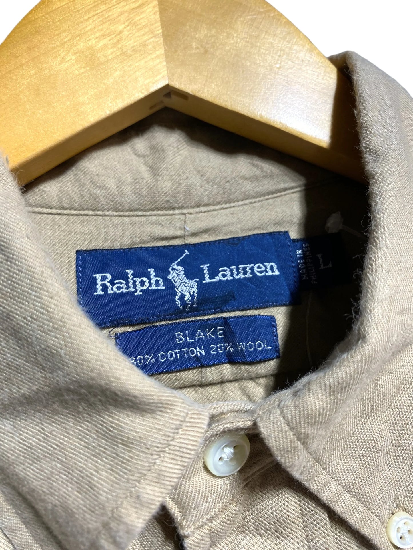 90s 90年代 Polo Ralph Lauren ポロ ラルフローレン 長袖シャツ 無地シャツ ウール