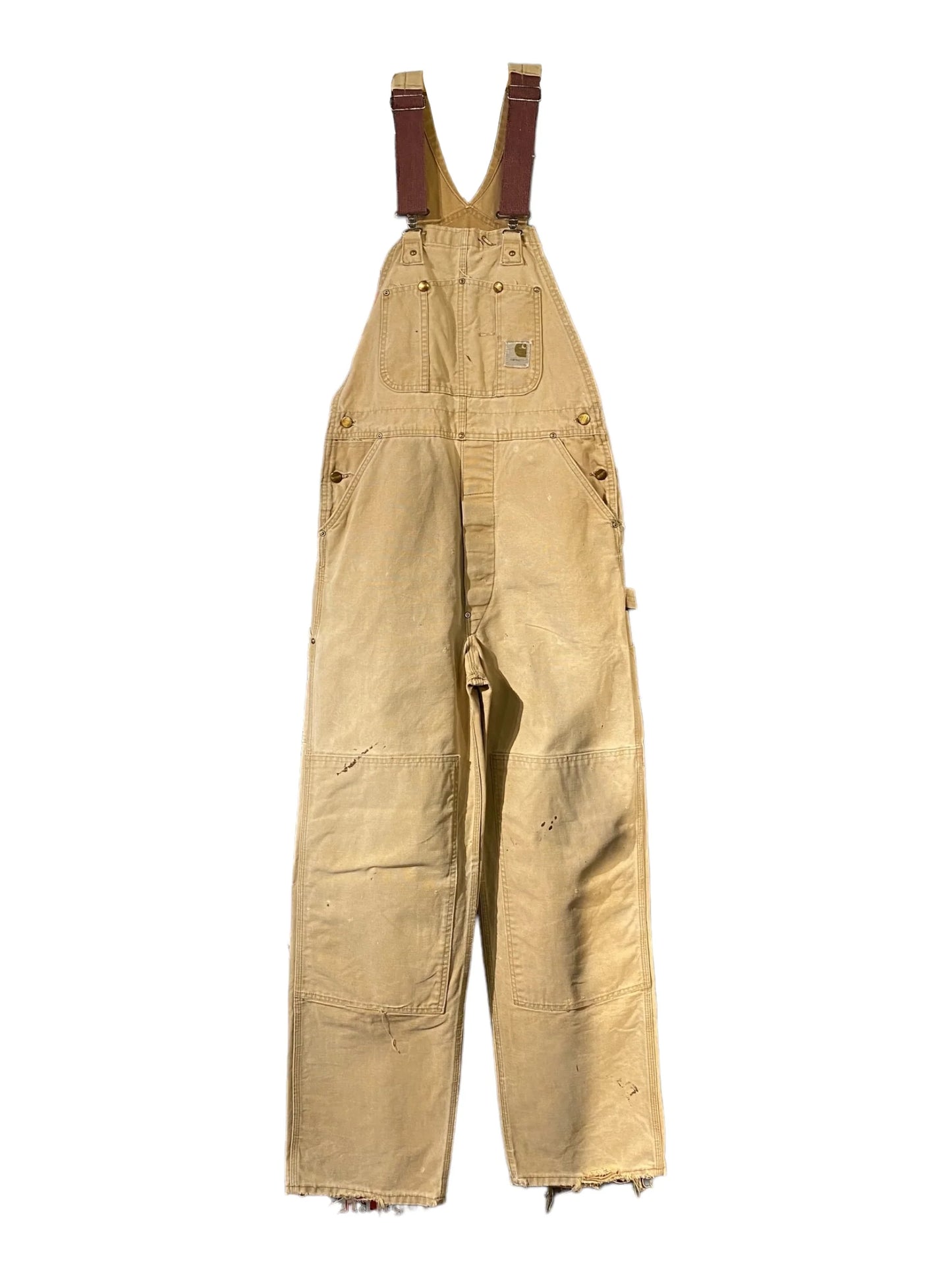 70s 70年代 Carhartt カーハート オーバーオール ベージュ ダック地 USA製 ダブルニー