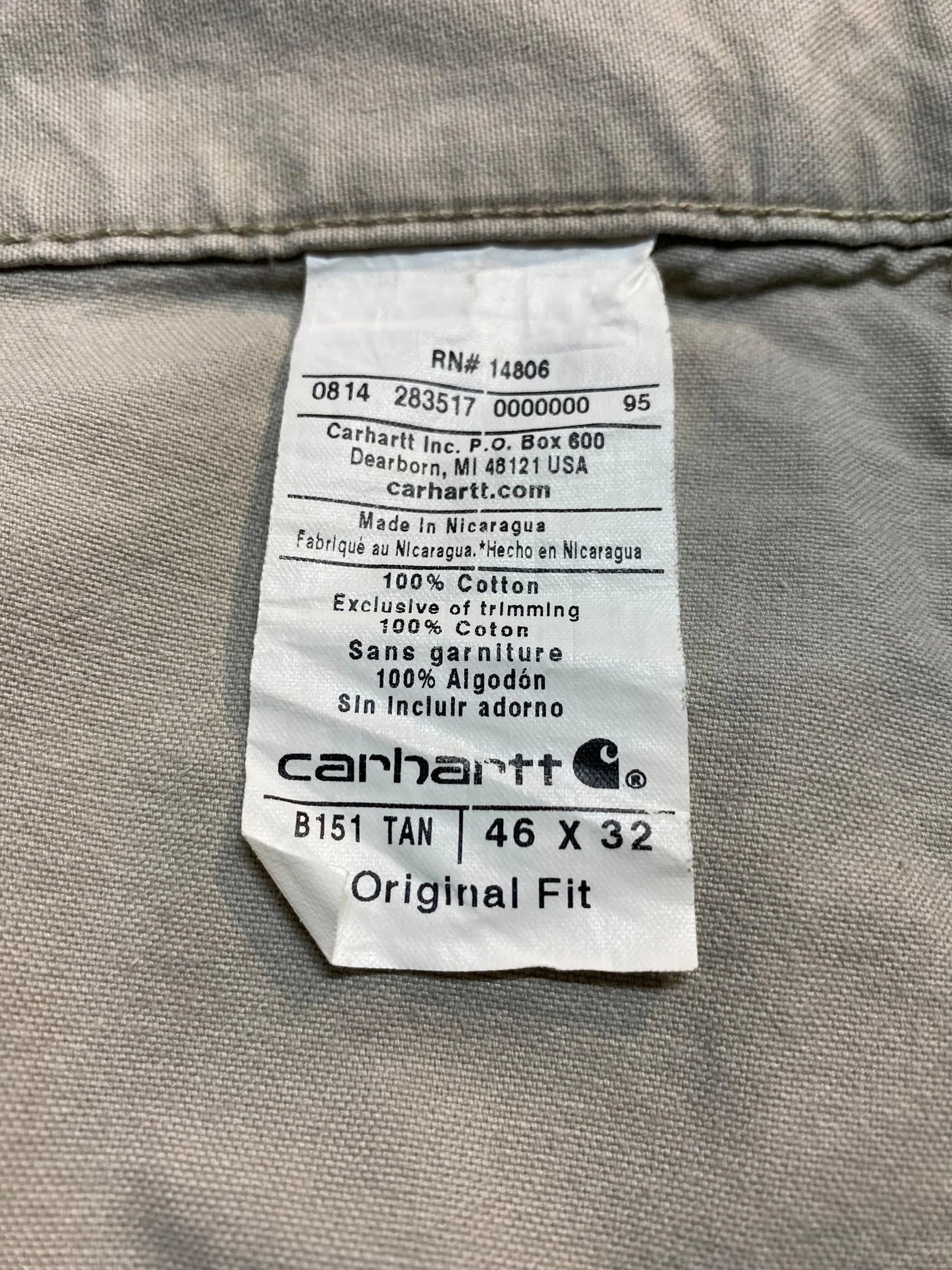 Carhartt カーハート Original Fit オリジナルフィット ペインターパンツ オーバーサイズ