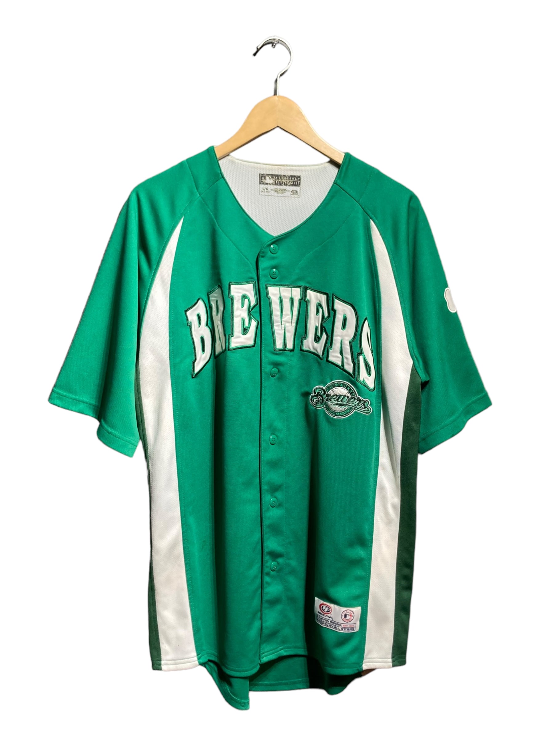 Majestic MLB MILWAUKEE BREWERS ミルウォーキーブルワーズ ゲームシャツ ベースボールシャツ USA製 メンズXL /eaa364326