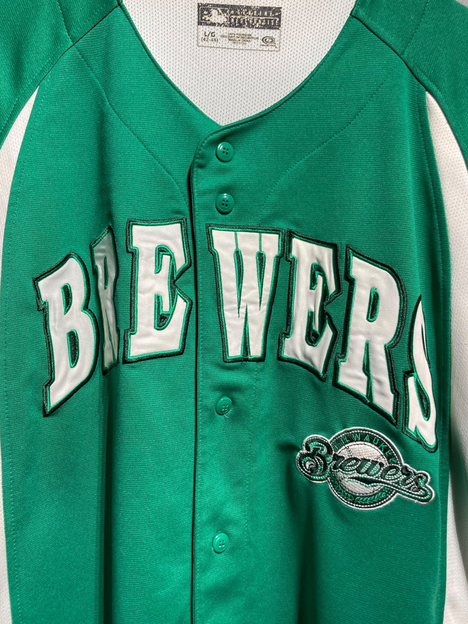 Majestic MLB MILWAUKEE BREWERS ミルウォーキーブルワーズ ゲームシャツ ベースボールシャツ USA製 メンズXL /eaa364326