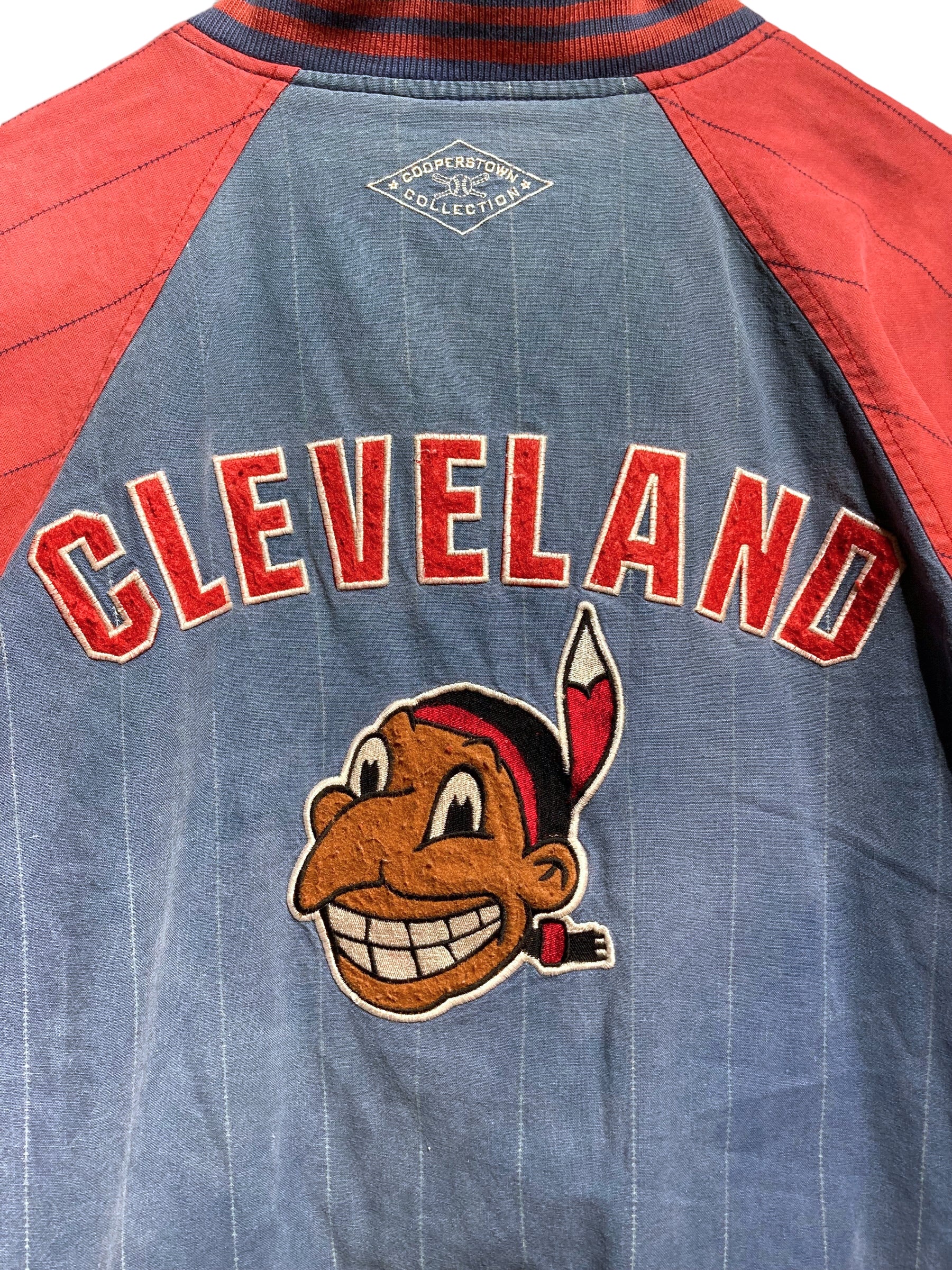MIRAGE 90s stadium jacket 繧ｹ繧ｿ繧ｸ繧｢繝�繧ｸ繝｣繧ｱ繝�繝� MLB Indians 繧ｯ繝ｪ繝ｼ繝悶Λ繝ｳ繝� 繧､繝ｳ繝�繧｣繧｢繝ｳ繧ｺ 窶� STORAGE  UNLIMITED