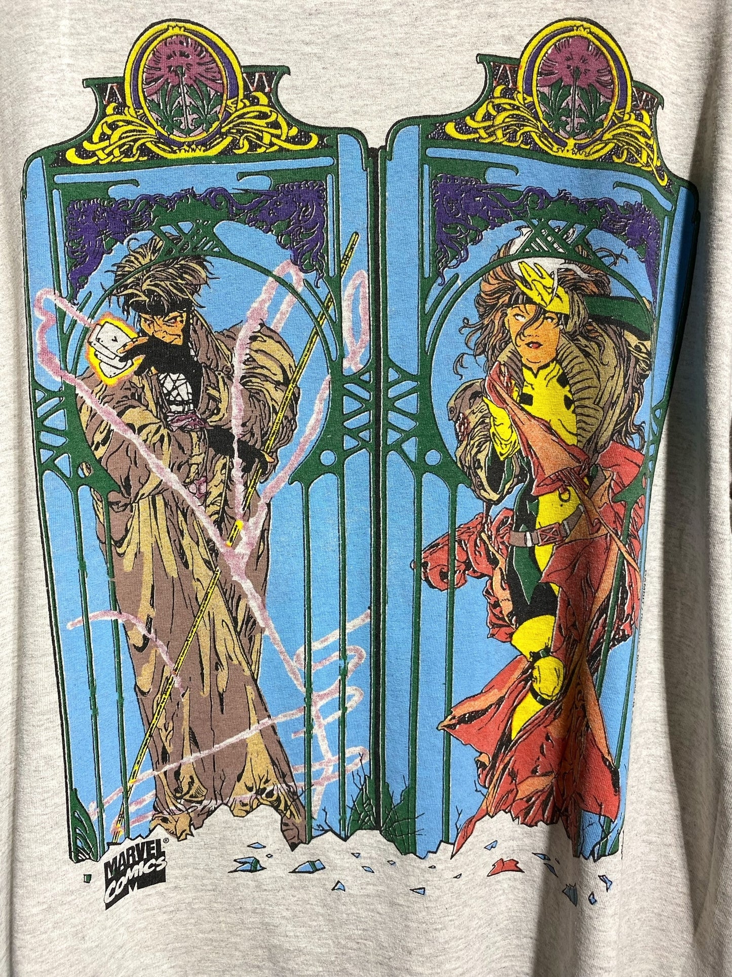 90s 90年代 MARVEL COMICS マーベルコミック GAMBIT ガンビット ROGUE ローグ 半袖 Tシャツ